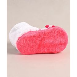 Cute Walk by Babyhug Sock Shoes with Bow Applique - Dark Pink