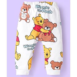 Babyhug Disney Interlock Knit Full Length Diaper Leggings Striped & Winnie The Pooh Print Pack Of 3 - White Red & Light Blue