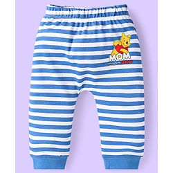Babyhug Disney Interlock Knit Full Length Diaper Leggings Striped & Winnie The Pooh Print Pack Of 3 - White Red & Light Blue