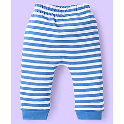 Babyhug Disney Interlock Knit Full Length Diaper Leggings Striped & Winnie The Pooh Print Pack Of 3 - White Red & Light Blue