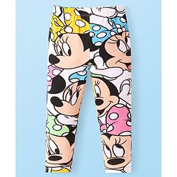 Babyhug Disney Lycra Knit Full Length Legging With Minnie Mouse Print - White