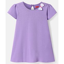 Babyhug Single Jersey Knit Half Sleeves Frock With Butterfly Print & Bow Applique Pack Of 2 -  Purple & White