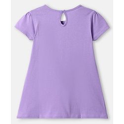Babyhug Single Jersey Knit Half Sleeves Frock With Butterfly Print & Bow Applique Pack Of 2 -  Purple & White
