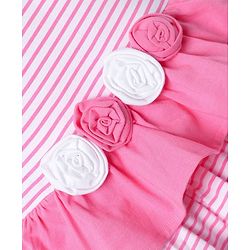 Babyhug Single Jersey Knit Sleeveless Layered Frock With Bloomer & Floral Applique - Pink
