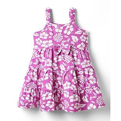 Babyhug Single Jersey Knit Sleeveless Floral Printed Frock with Headband & Bow Applique - Plum