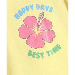 Babyhug Cotton Knit Half Sleeves Drop Shoulder T-Shirt With Floral & Text Print - Yellow