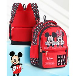 Babyhug Disney Mickey Mouse School Backpack|2 Main Compartments, 2 Front Pockets, 2 side Bottle Pockets|Water Resistant|Long lasting and Durable Zippers | Comfortable back cushioning | For School, Travel and Outdoors|Blue- 15.8 inches