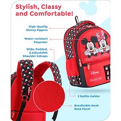 Babyhug Disney Mickey Mouse School Backpack|2 Main Compartments, 2 Front Pockets, 2 side Bottle Pockets|Water Resistant|Long lasting and Durable Zippers | Comfortable back cushioning | For School, Travel and Outdoors|Blue- 15.8 inches