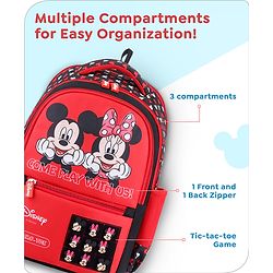 Babyhug Disney Mickey Mouse School Backpack|2 Main Compartments, 2 Front Pockets, 2 side Bottle Pockets|Water Resistant|Long lasting and Durable Zippers | Comfortable back cushioning | For School, Travel and Outdoors|Blue- 15.8 inches