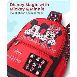 Babyhug Disney Mickey Mouse School Backpack|2 Main Compartments, 2 Front Pockets, 2 side Bottle Pockets|Water Resistant|Long lasting and Durable Zippers | Comfortable back cushioning | For School, Travel and Outdoors|Blue- 15.8 inches