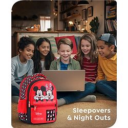 Babyhug Disney Mickey Mouse School Backpack|2 Main Compartments, 2 Front Pockets, 2 side Bottle Pockets|Water Resistant|Long lasting and Durable Zippers | Comfortable back cushioning | For School, Travel and Outdoors|Blue- 15.8 inches