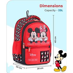 Babyhug Disney Mickey Mouse School Backpack|2 Main Compartments, 2 Front Pockets, 2 side Bottle Pockets|Water Resistant|Long lasting and Durable Zippers | Comfortable back cushioning | For School, Travel and Outdoors|Blue- 15.8 inches