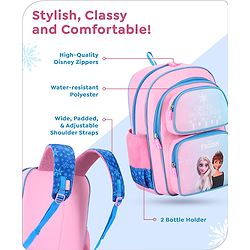 Babyhug Disney Frozen Tic-Tac-Toe School Backpack|2 Main Compartments, 2 Front Pockets, 2 side Bottle Pockets|Water Resistant|Long lasting and Durable Zippers | Comfortable back cushioning | For School, Travel and Outdoors|Lavender- 15.8 inches