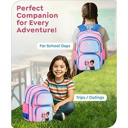 Babyhug Disney Frozen Tic-Tac-Toe School Backpack|2 Main Compartments, 2 Front Pockets, 2 side Bottle Pockets|Water Resistant|Long lasting and Durable Zippers | Comfortable back cushioning | For School, Travel and Outdoors|Lavender- 15.8 inches