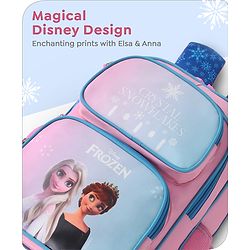 Babyhug Disney Frozen Tic-Tac-Toe School Backpack|2 Main Compartments, 2 Front Pockets, 2 side Bottle Pockets|Water Resistant|Long lasting and Durable Zippers | Comfortable back cushioning | For School, Travel and Outdoors|Lavender- 15.8 inches