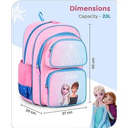 Babyhug Disney Frozen Tic-Tac-Toe School Backpack|2 Main Compartments, 2 Front Pockets, 2 side Bottle Pockets|Water Resistant|Long lasting and Durable Zippers | Comfortable back cushioning | For School, Travel and Outdoors|Lavender- 15.8 inches