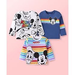 Babyhug Disney Single Jersey Full Sleeves Mickey Mouse Graphic T-Shirts Pack of 3 - Multicolour