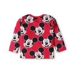 Babyhug Disney Single Jersey Knit Full Sleeves Night Suit With Mickey Mouse Print - Red