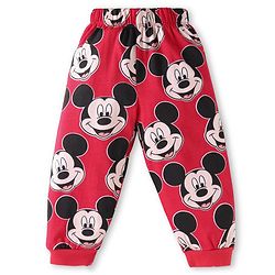 Babyhug Disney Single Jersey Knit Full Sleeves Night Suit With Mickey Mouse Print - Red