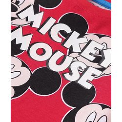 Babyhug Disney Single Jersey Knit Full Sleeves Night Suit With Mickey Mouse Print - Red