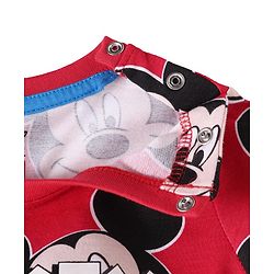Babyhug Disney Single Jersey Knit Full Sleeves Night Suit With Mickey Mouse Print - Red