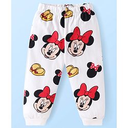 Babyhug Disney Single Jersey Knit Full Sleeves Nightsuit With Minnie Mouse Print - White & Red