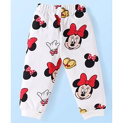 Babyhug Disney Single Jersey Knit Full Sleeves Nightsuit With Minnie Mouse Print - White & Red