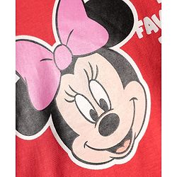 Babyhug Disney Single Jersey Knit Full Sleeves Night Suit with Minnie Mouse Graphics - Red