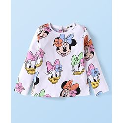 Babyhug Disney Single Jersey Knit Full Sleeves Night Suit with Mickey Minnie & Friends Graphics - White