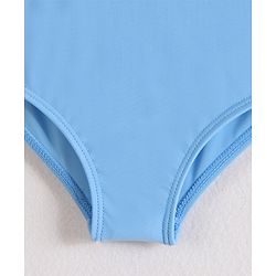Babyhug Sleeveless V Cut Swimsuit with Frill Detailing - Light Blue