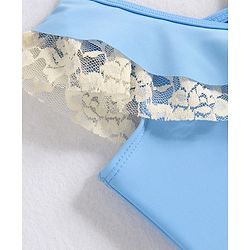 Babyhug Sleeveless V Cut Swimsuit with Frill Detailing - Light Blue
