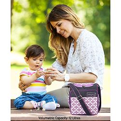 Babyhug Vogue Mini & Compact Denim Diaper Bag Quatrefoil Design - Purple