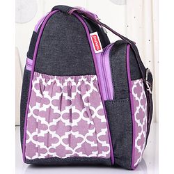 Babyhug Vogue Mini & Compact Denim Diaper Bag Quatrefoil Design - Purple