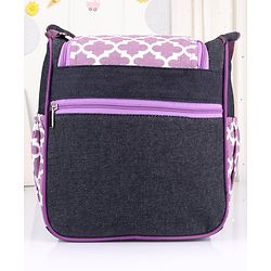 Babyhug Vogue Mini & Compact Denim Diaper Bag Quatrefoil Design - Purple