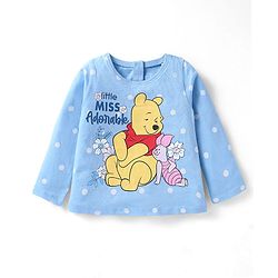 Babyhug Disney Single Jersey Knit Full Sleeves Night Suit with Winnie the Pooh Graphics - Light Blue