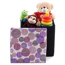Babyhug Sto-Sit Foldable Storage Box Cum Stool - Black & Blue Heart