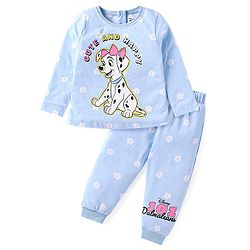 Babyhug Disney Single Jersey Knit Full Sleeves Night Suit With 101 Dalmatians Graphics - Light Blue
