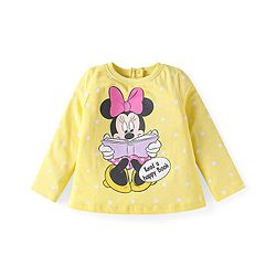 Babyhug Disney Single Jersey Knit Full Sleeves Night Suit with Minnie Mouse Graphics - Yellow