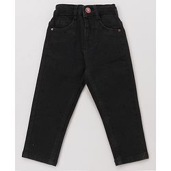 Babyhug Full Length Washed Denim Jeans With Stretch - Black