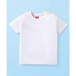 Babyhug Cotton Knit Half Sleeves Solid Color T-Shirt - White