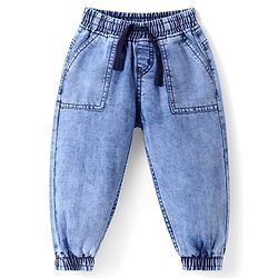 Babyhug Full Length Washed Denim Jeans - Light Blue