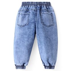 Babyhug Full Length Washed Denim Jeans - Light Blue