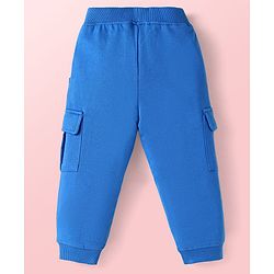 Babyhug Terry Knit Full Sleeves T-Shirt & Joggers Set with Vehicle Print - Blue