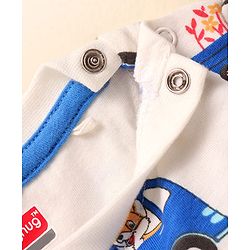 Babyhug Terry Knit Full Sleeves T-Shirt & Joggers Set with Vehicle Print - Blue