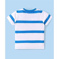Babyhug 100% Cotton Knit Half Sleeves T-Shirts With Stripes Pack Of 3 - White & Blue