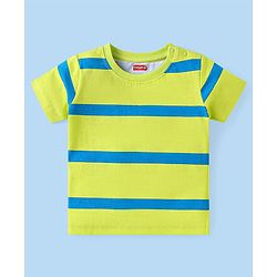 Babyhug 100% Cotton Knit Half Sleeves T-Shirts With Stripes Pack Of 3 - White & Blue