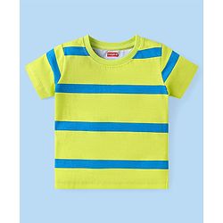 Babyhug 100% Cotton Knit Half Sleeves T-Shirts With Stripes Pack Of 3 - White & Blue