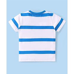 Babyhug 100% Cotton Knit Half Sleeves T-Shirts With Stripes Pack Of 3 - White & Blue