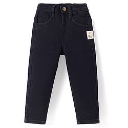Babyhug Full Length Solid Denim Jeans with Stretch - Black