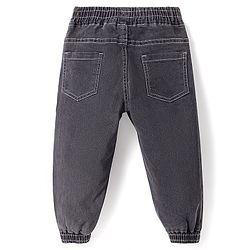 Babyhug Full Length Washed Denim Joggers With Stretch - Grey